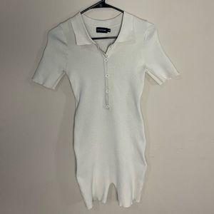 Cream Ribbed Collared Button Up Knitted Romper